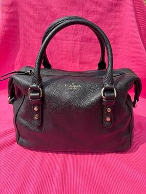 Kate Spade New York Julianne Satchel in Black Pebbled Leather